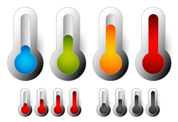 Thermometerset. illustratie. Koude, hete temperaturen. — Stockfoto