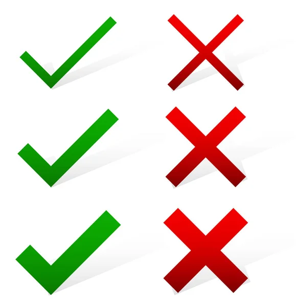 Tick and cross set in different thickness — Stock Photo, Image