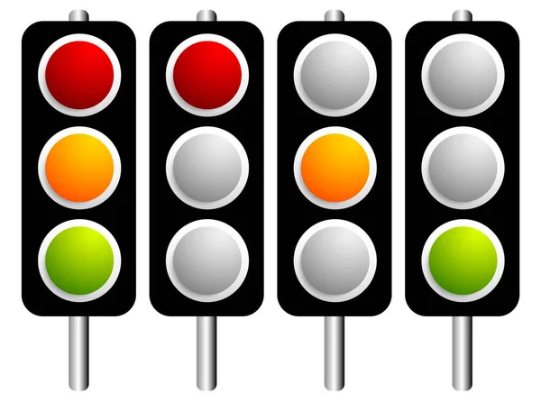 Traffic lamps, lights isolated on white. Control lights. . — Stock Photo, Image