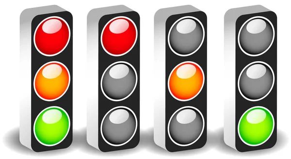 Traffic lights, traffic lamps isolated on white. (Semaphores) Ve — Stock Photo, Image