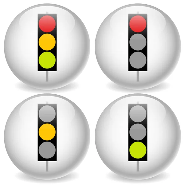 Conjunto de semáforos, iconos de semáforo con diferentes luces encendidas —  Fotos de Stock