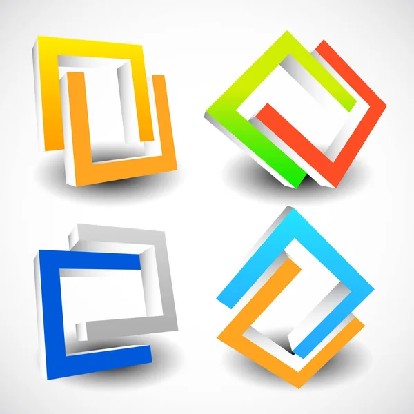 Interlocking colorful U shapes. Generic icons, design elements. — Stock Photo, Image