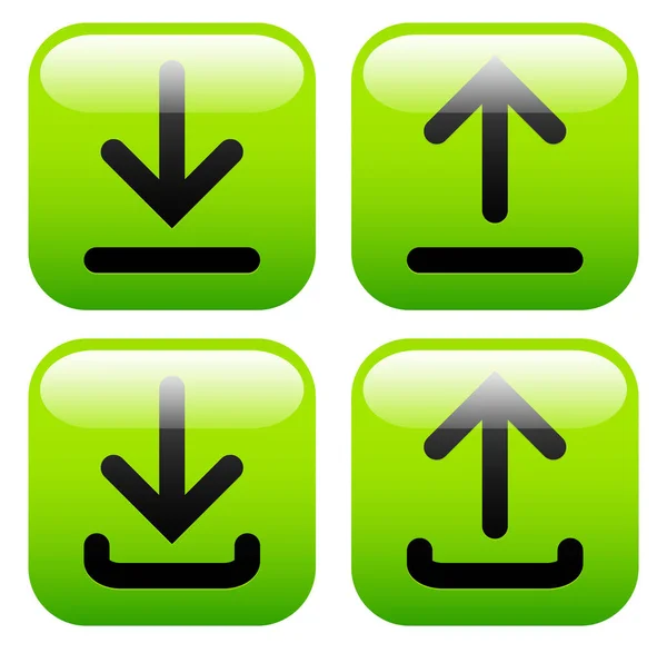 スタイリッシュな緑のアップロード、ダウンロード ボタンまたは一般的な上下の協奏曲 — ストック写真