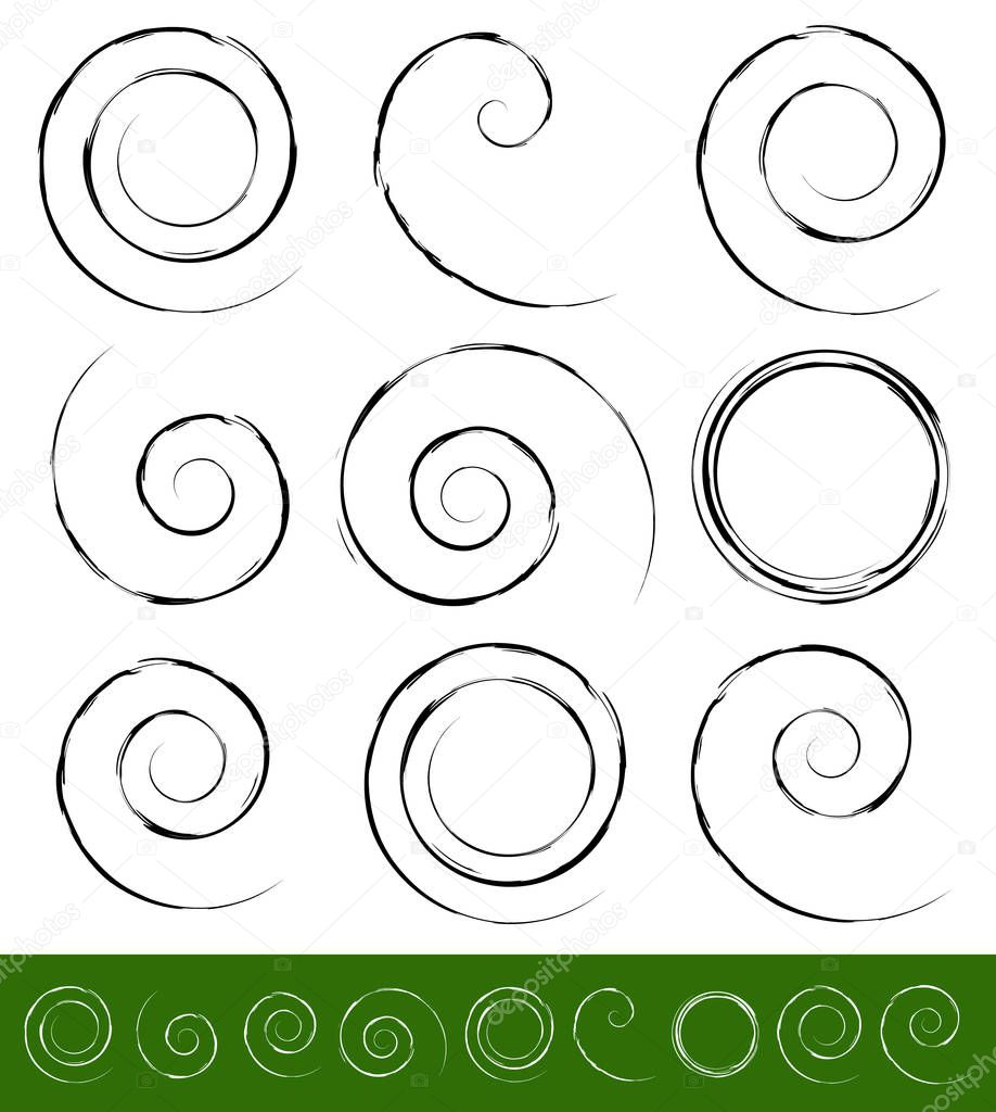Set of grungy swirls, spirals
