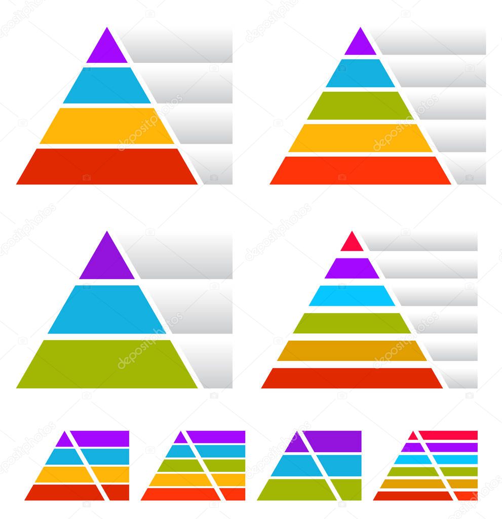 Triangle, pyramid charts with banners