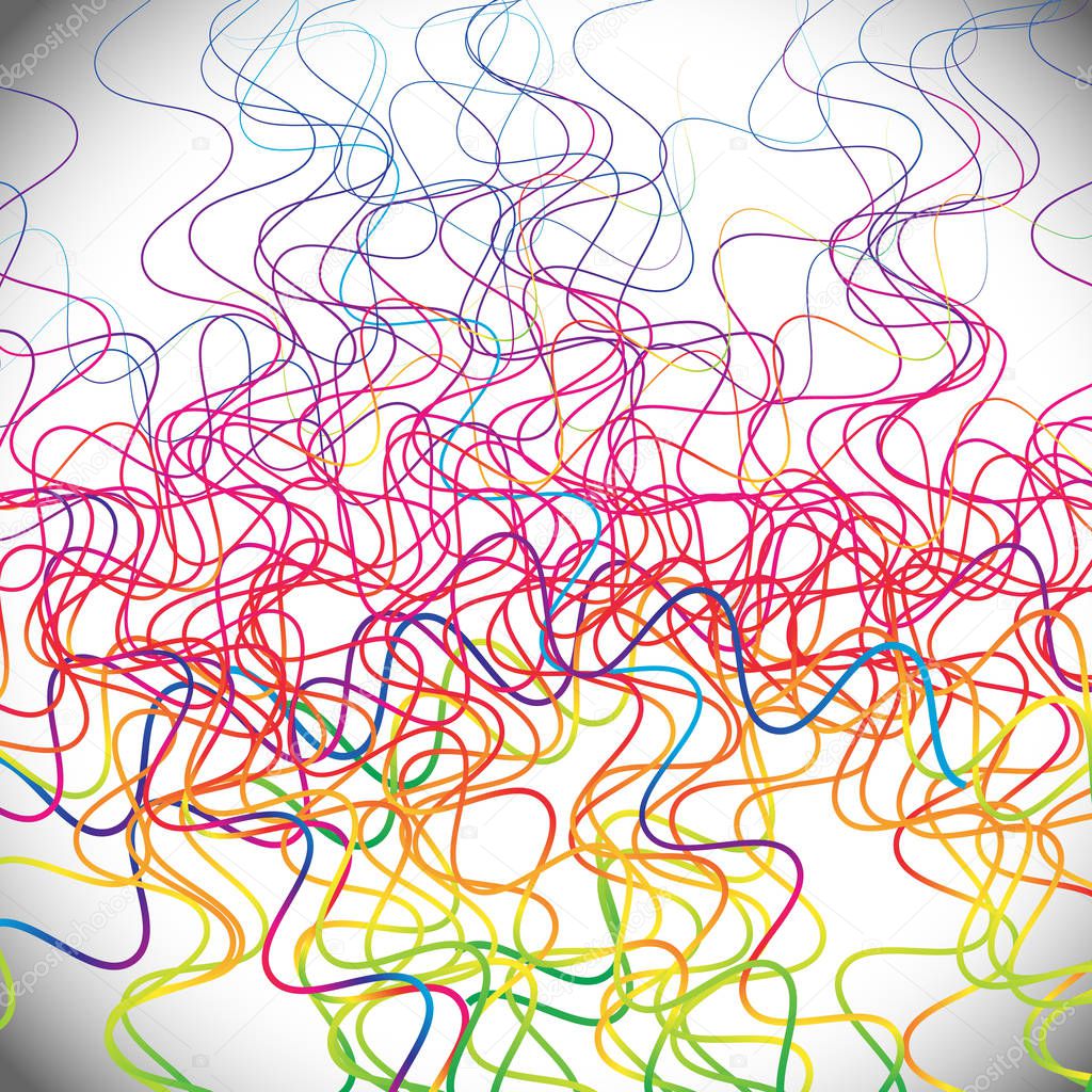 Wavy lines abstract, artistic illustration in spectrum colors. S