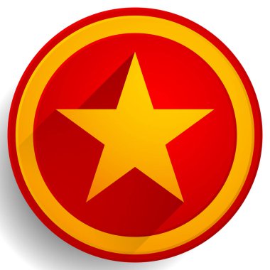 Yıldız simgesi. Kırmızı daire arka plan üzerinde sarı yıldız