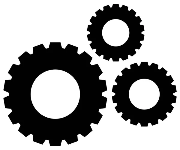 Engranajes, ruedas dentadas símbolo de vector plano — Vector de stock