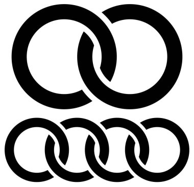 İç içe daireler. Birbirine kenl, kesişen daireler