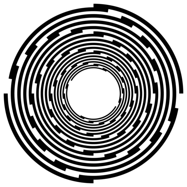 Geometrische, hypnotische Spirale. wellenförmiges, wirbelndes Gestaltungselement — Stockvektor