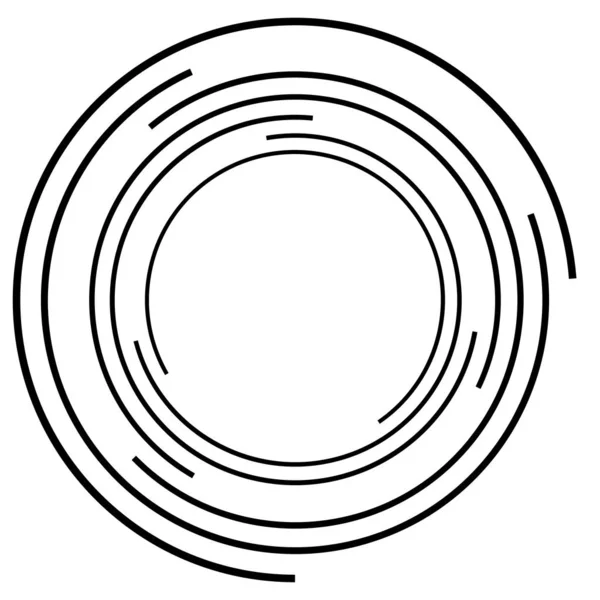 Un círculo concéntrico. Líneas aleatorias circulares — Archivo Imágenes Vectoriales
