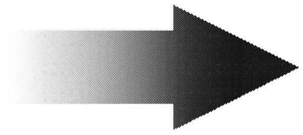 Halftone arrow with fading gradient. Half-tone arrow shape — Stock Vector