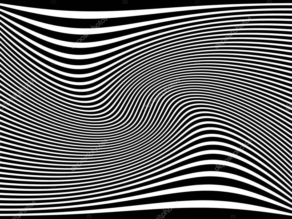Wavy, waving lines horizontal background / pattern. Stripes with