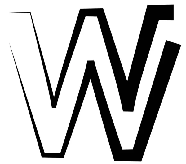 Літера "W" початковий символ, літера "W" контурна ілюстрація — стоковий вектор