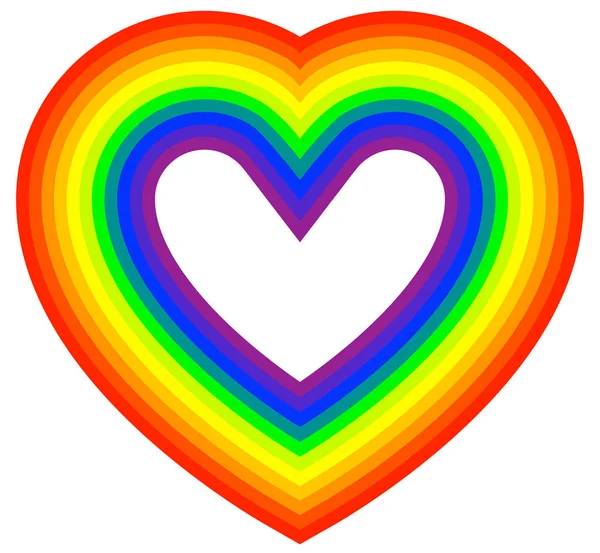Color arco iris contorno del corazón. Ilustración del corazón RGB — Vector de stock