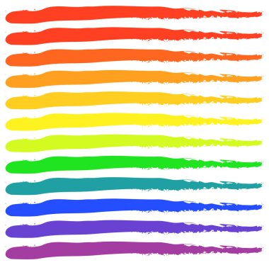 Grungy Rgb, gökkuşağı renkli fırça darbeleri. Boya efekti fırçaları