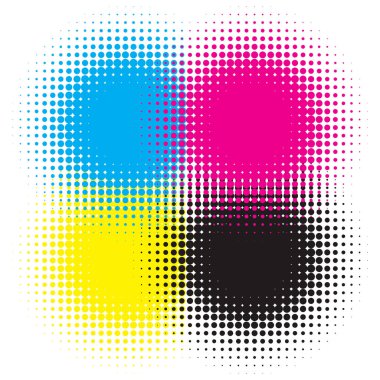Cmyk halftone elemanı soluk. Cymk renk yarım ayarı yazdırır