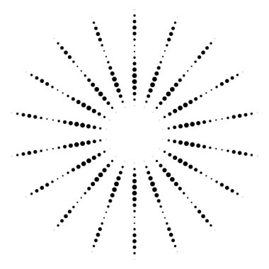 Noktalı çizgiler radyal çizgiler soyut tasarım elemanı nokta