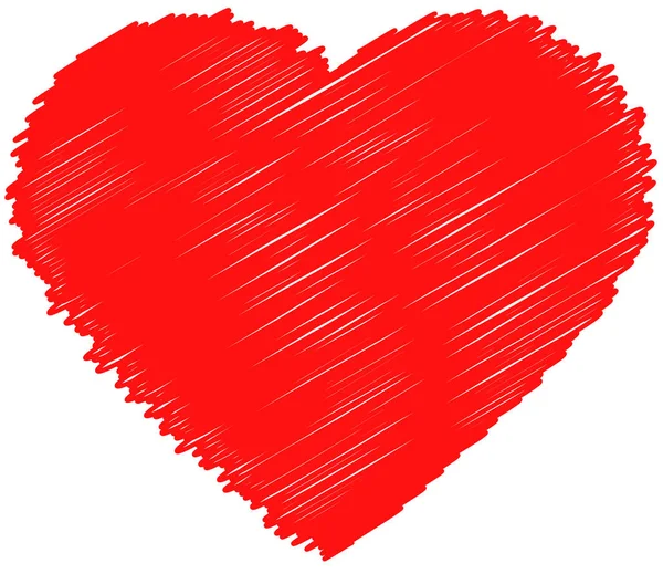 Szkicowy szkic serca na białym tle. Grunge, ręcznie rysowane serce — Wektor stockowy