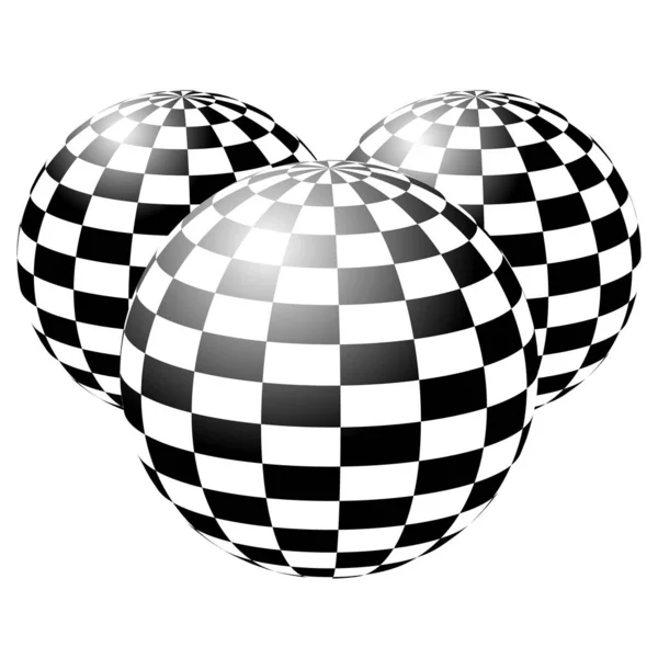 Sphere checkered - chequered. 3d orb with checked texture — Stock Vector
