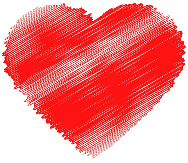 Sketchy schizzo cuore isolato su bianco. Grunge, cuore disegnato a mano — Vettoriale Stock