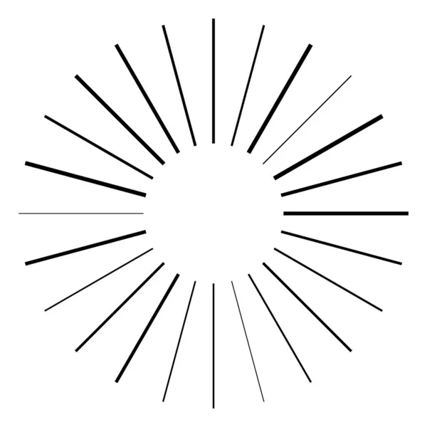 Elemento radial, radiante. Desi abstracto concéntrico, centrípeta — Archivo Imágenes Vectoriales