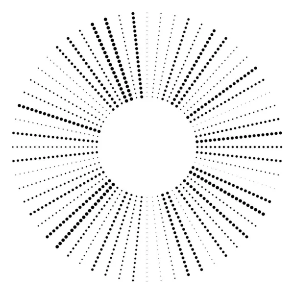 Elemento radial, radiante. Desi abstracto concéntrico, centrípeta — Vector de stock