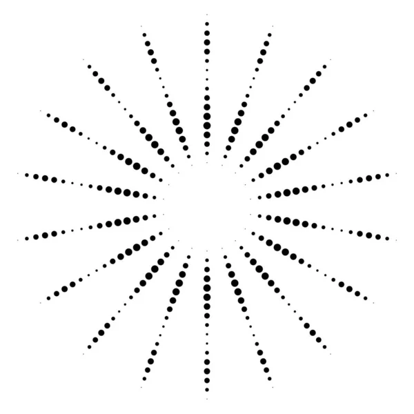 Плямисті лінії крапки радіальні лінії абстрактний елемент дизайну — стоковий вектор