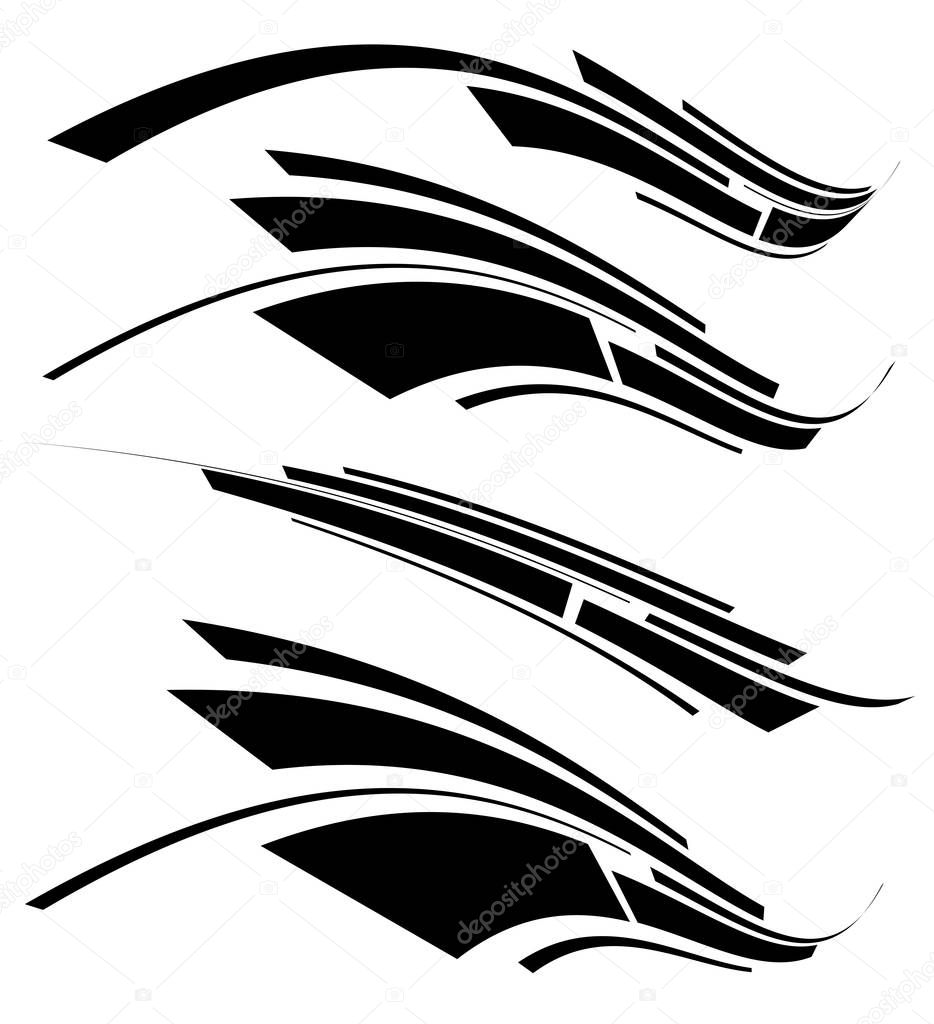 Abstract line element set, lines stripes with dynamic deformatio