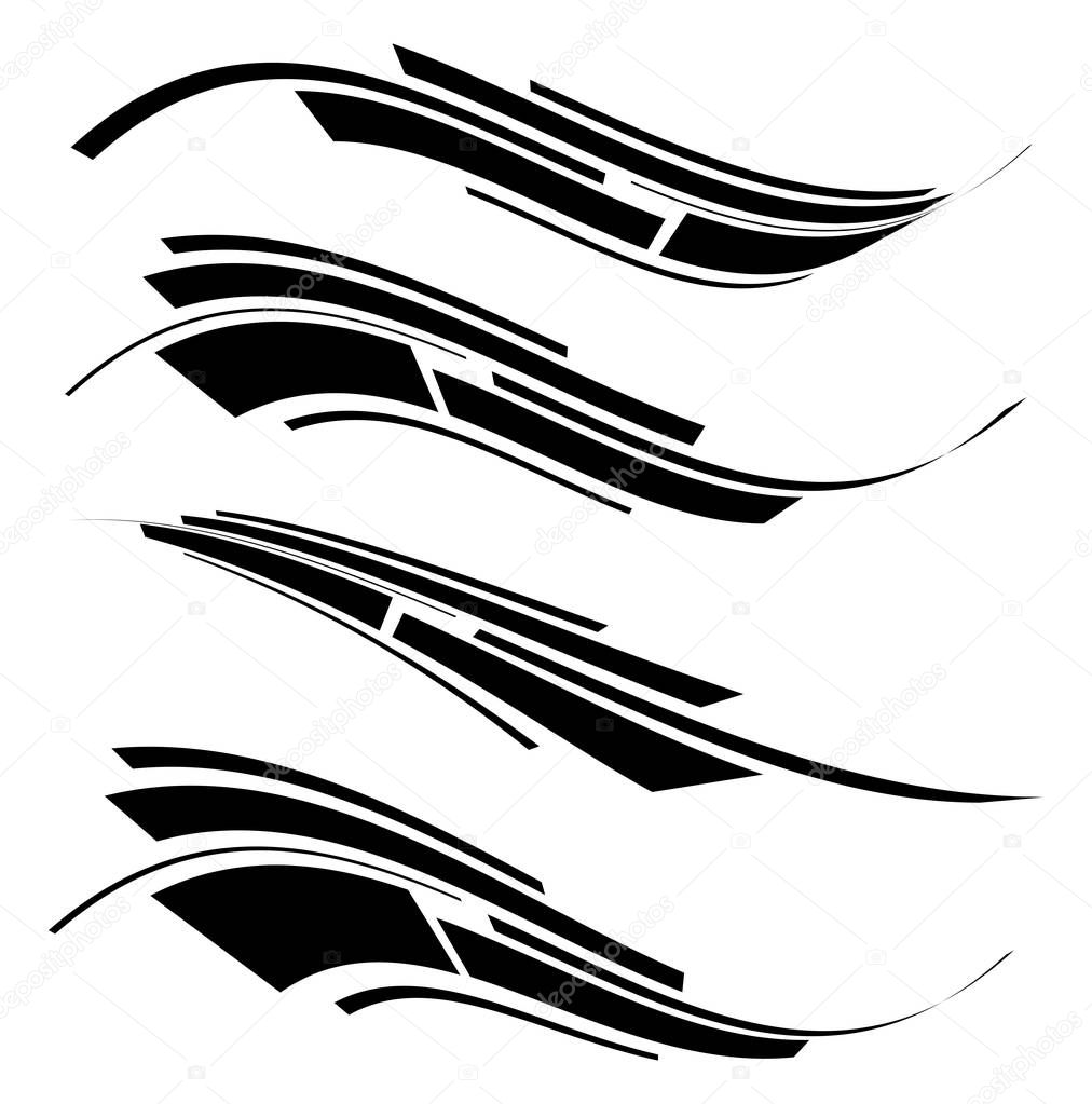 Abstract line element set, lines stripes with dynamic deformatio