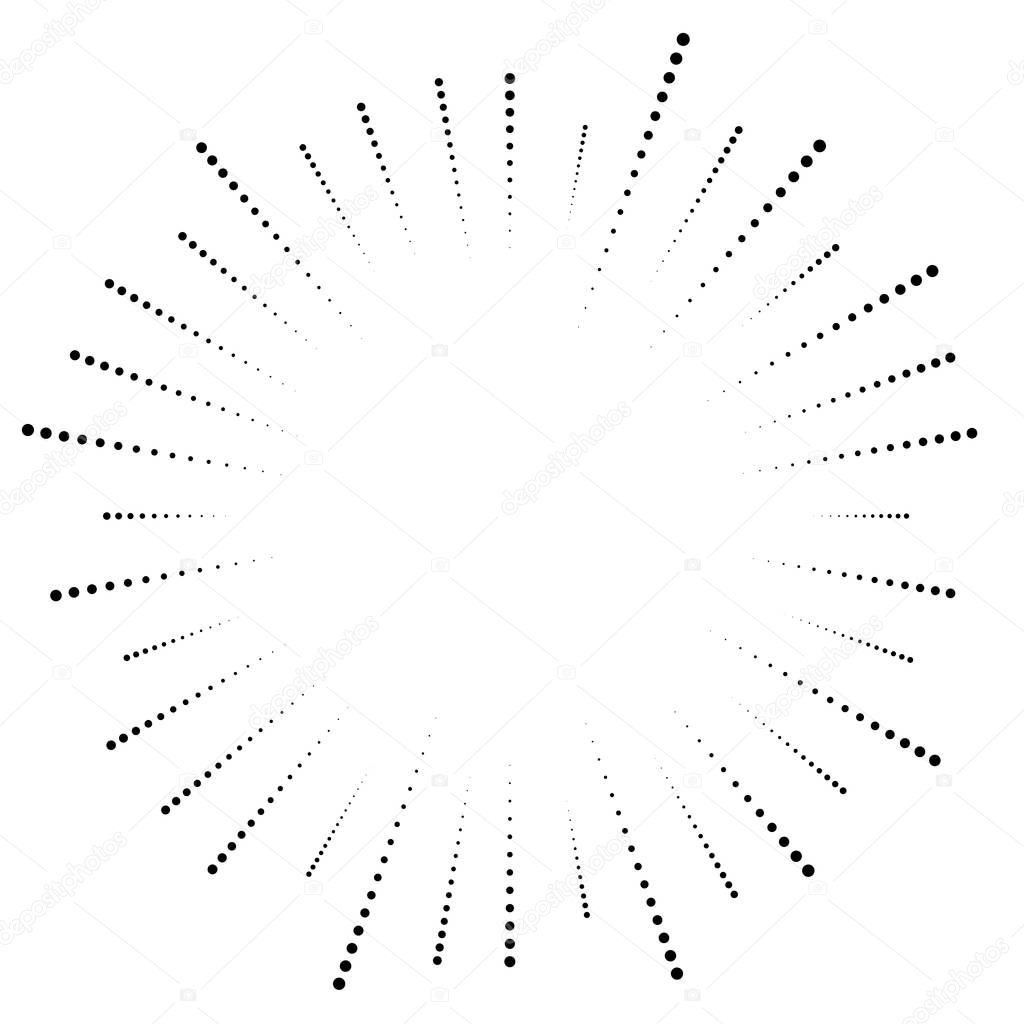 Dotted lines dots radial lines abstract design element