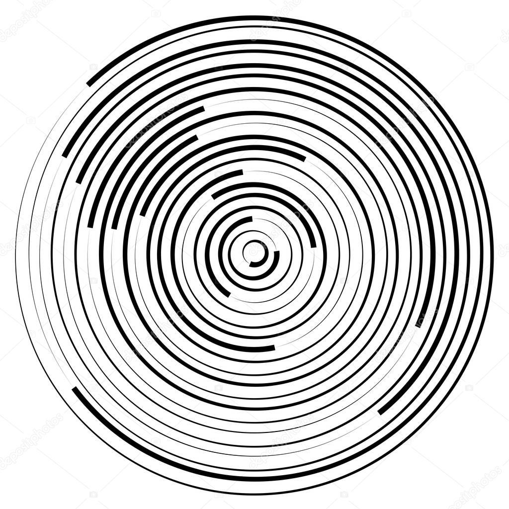 Radial, radiating element. Concentric, centripetal abstract desi