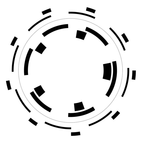 破線、ランダム性、円形概念を持つランダムな円 — ストックベクタ