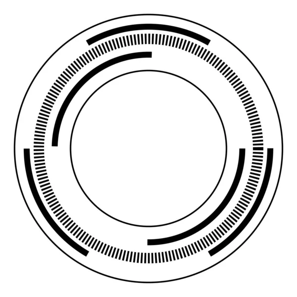 Círculos aleatórios com linhas tracejadas, aleatoriedade, conceito circular — Vetor de Stock