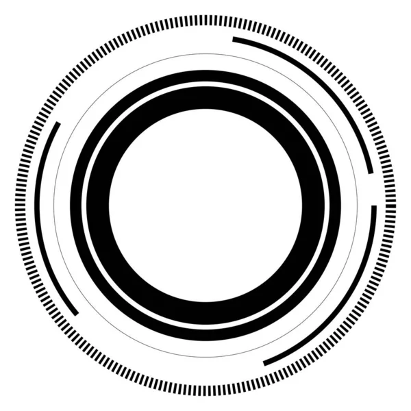 Círculos aleatorios con líneas discontinuas, Aleatoriedad, concepto circular — Archivo Imágenes Vectoriales