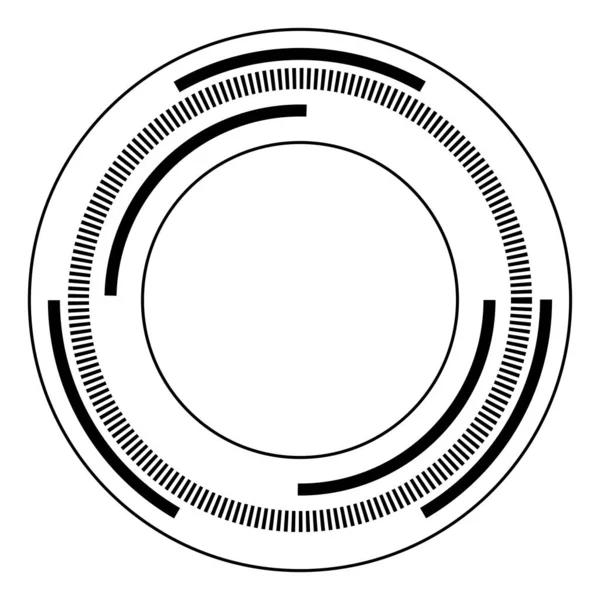 Círculos aleatorios con líneas discontinuas, Aleatoriedad, concepto circular — Vector de stock