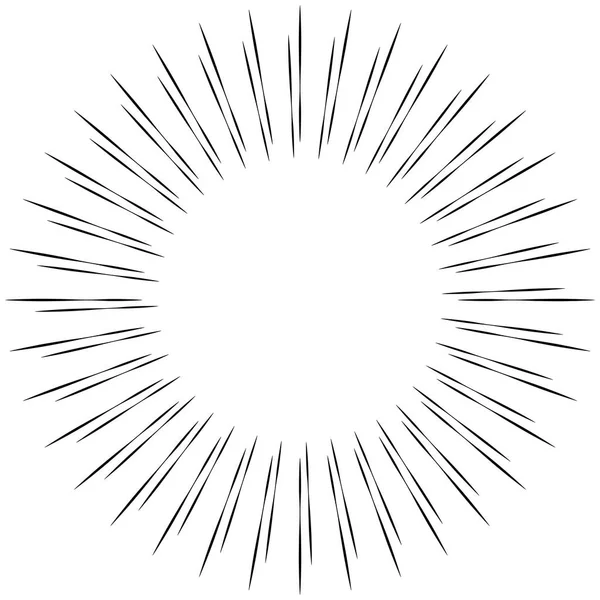 Raggio radiale, linee del raggio. Schema delle strisce radianti circolari. Glea — Vettoriale Stock
