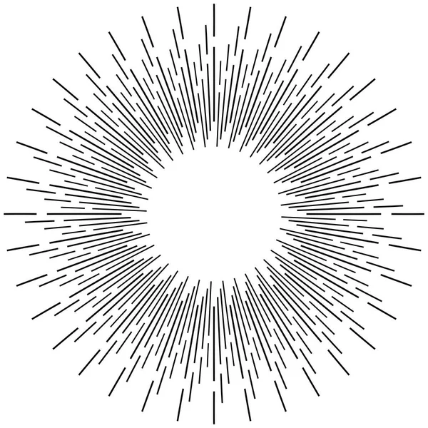 Strahlenstrahl, Strahllinien. kreisförmige Strahlungsstreifen Muster. glänzend — Stockvektor