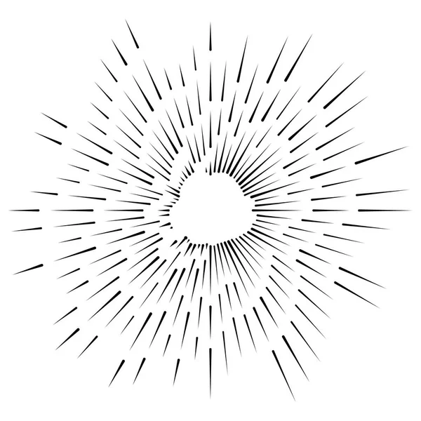 Rayonnements radiaux, rayonnements, sursauts d'étoiles, rayons solaires. Circulation — Image vectorielle