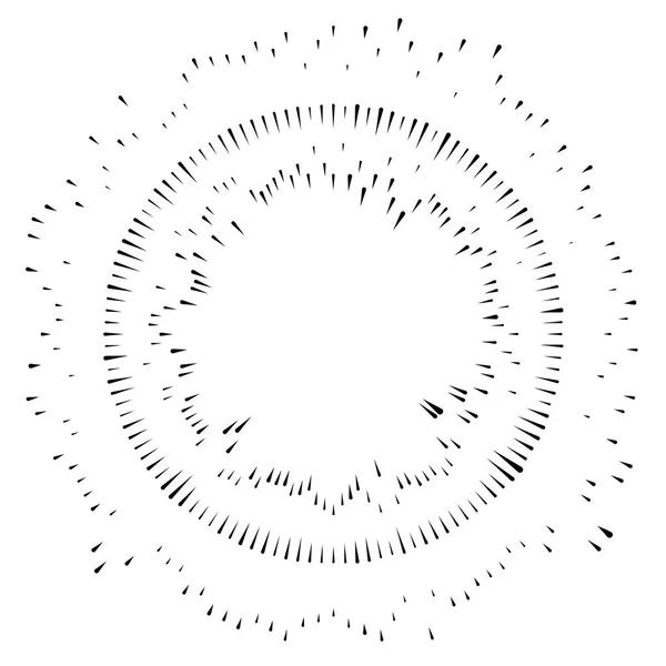 Rayos radiales, rayos irradiantes, rayos estelares, líneas de rayos solares. Circula — Archivo Imágenes Vectoriales