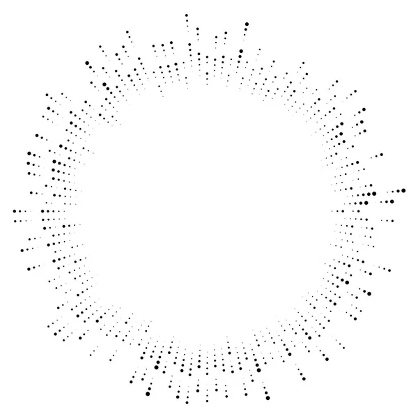 Puntos líneas de estallido radial. Líneas irregulares, haces de medio tono, rayos . — Vector de stock