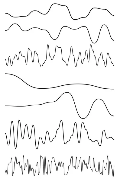 Golvende, billow (zigzag) lijn element set. Lijnen met zwaaiende werking — Stockvector