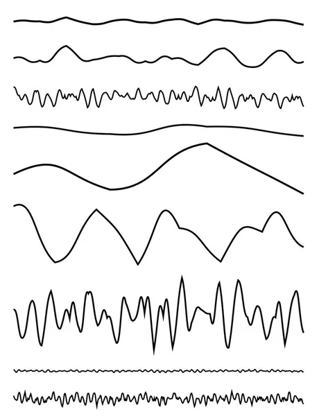 Wavy, billow (zigzag) line element set. Lines with waving effect — Stock Vector