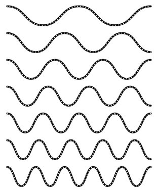 Wavy, billow (zigzag) line element set. Lines with waving effect clipart