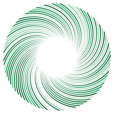 Soyut spiral, büküm. Radyal girdap, kıvrımlı, dalgalı çizgiler elemanı. Dairesel, eşmerkezli döngü deseni. Dön, girdap tasarımı. Kasırga, girdap illüstrasyon