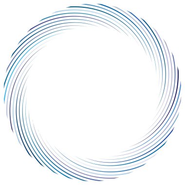 Soyut spiral, büküm. Radyal girdap, kıvrımlı, dalgalı çizgiler elemanı. Dairesel, eşmerkezli döngü deseni. Dön, girdap tasarımı. Kasırga, girdap illüstrasyon