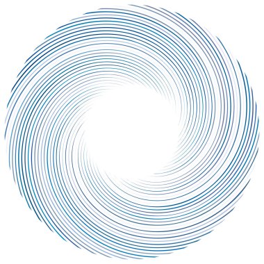 Soyut spiral, büküm. Radyal girdap, kıvrımlı, dalgalı çizgiler elemanı. Dairesel, eşmerkezli döngü deseni. Dön, girdap tasarımı. Kasırga, girdap illüstrasyon