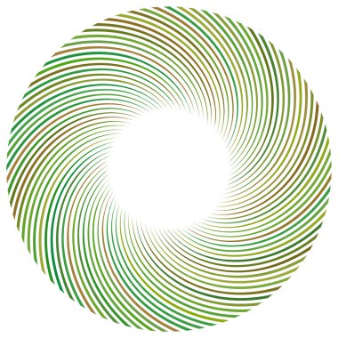 Soyut spiral, büküm. Radyal girdap, kıvrımlı, dalgalı çizgiler elemanı. Dairesel, eşmerkezli döngü deseni. Dön, girdap tasarımı. Kasırga, girdap illüstrasyon
