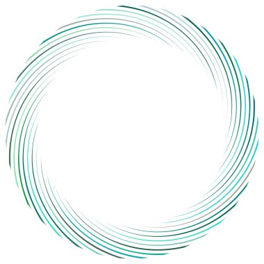 Soyut spiral, büküm. Radyal girdap, kıvrımlı, dalgalı çizgiler elemanı. Dairesel, eşmerkezli döngü deseni. Dön, girdap tasarımı. Kasırga, girdap illüstrasyon