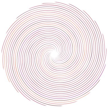 Soyut spiral, büküm. Radyal girdap, kıvrımlı, dalgalı çizgiler elemanı. Dairesel, eşmerkezli döngü deseni. Dön, girdap tasarımı. Kasırga, girdap illüstrasyon